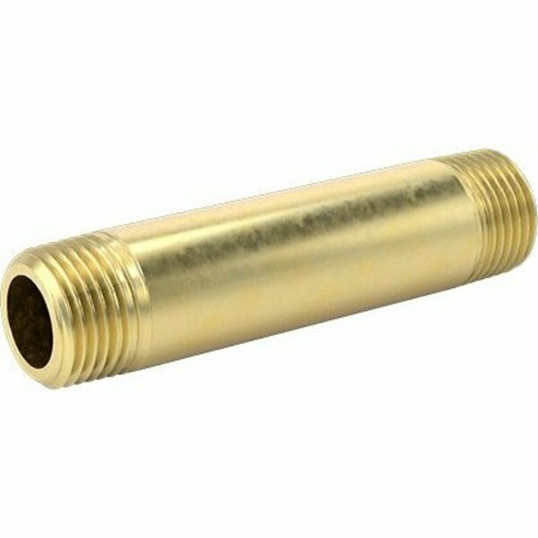 Bsc Preferred High-Pressure Brass Pipe Fitting Nipple Threaded on Both Ends 1/2 Pipe Size 3-1/2 Long 50785K986